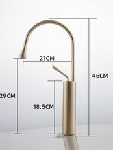 Bathroom Sink Mixer Faucet Brushed Gold Tall Deck Mounted, High Arc Vessel Tap Single Handle One Hole Standard Spout Wahsroom Basin Taps with Cold and Hot Water Hose